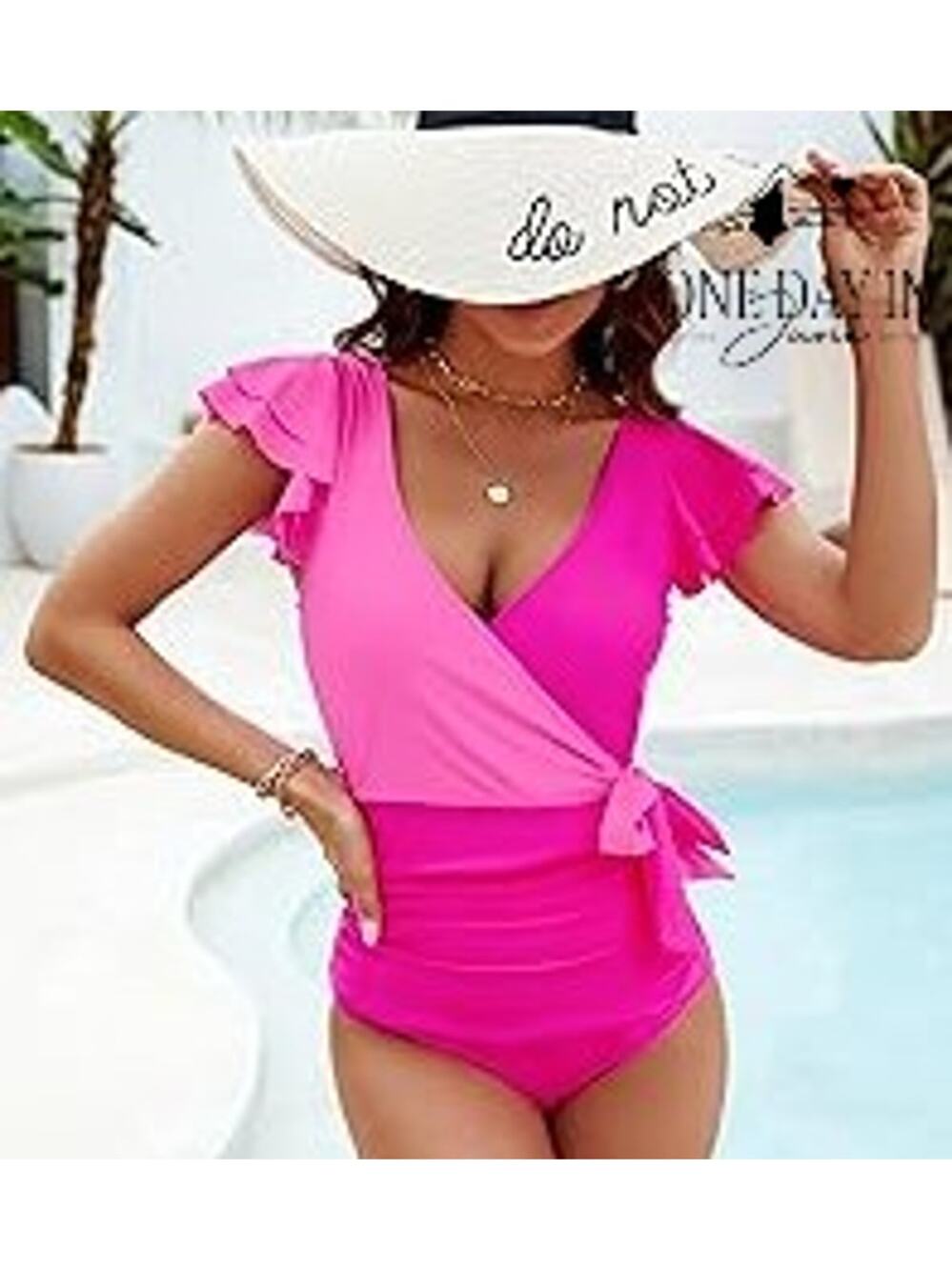 Blooming Jelly Ruffle Shoulder Tummy Control One Piece Swimsuit Size S